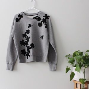 J. Crew Grey Floral Sweater M